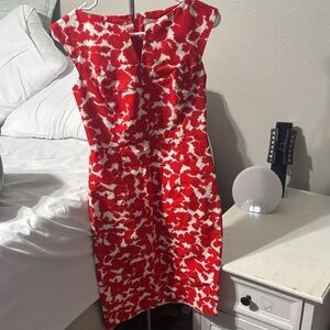 Milly Red and White Patterned Sleeveless Dress